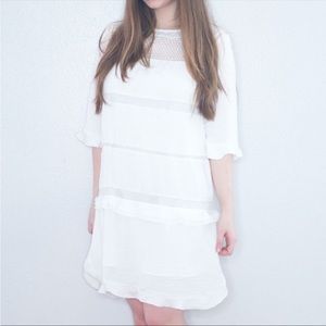 Who What Wear white ruffle dress